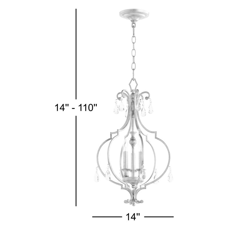 Lustre géométrique 3 lumières unique/relevé Richason, Feuille argentée vieillie