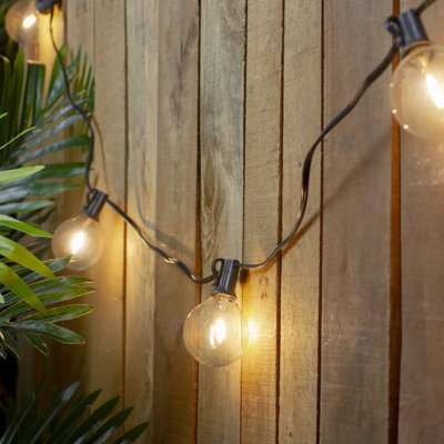 10ct Warm White LED G50 Globe Patio Lights 10ft Black Wire