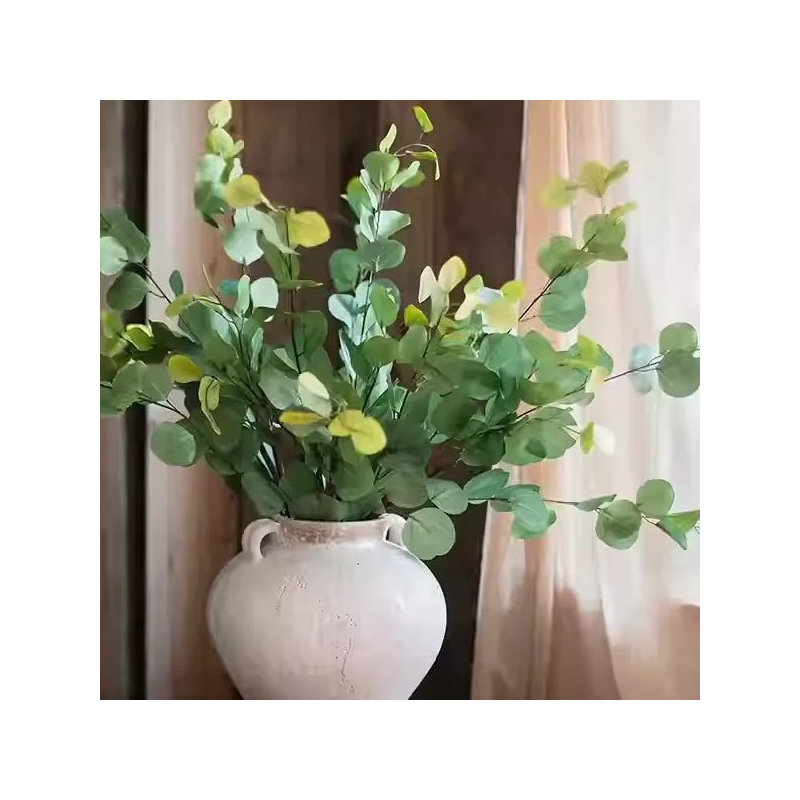 Round Leaf Eucalyptus Stem 44" Tall, Yellow, [C]-Five Stems