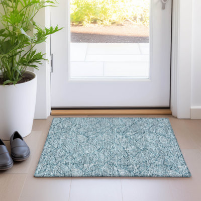 Tapis bleu sarcelle lavable à la machine Premium Prisco