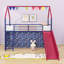Lit mezzanine simple avec glissade et rideau-419665814