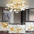 Gold Ceramic Ginkgo Leaf Ceiling Light Brass Semi Flush Mount-1801374164-1801374167
