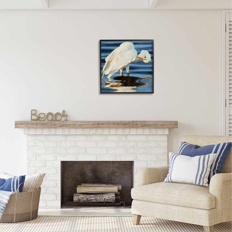 «Highland Dunes Crane Bird», art giclée par David Kiehm, Giclée encadrée noir minuit, H 24 po x l 24 po x P 1,5 po