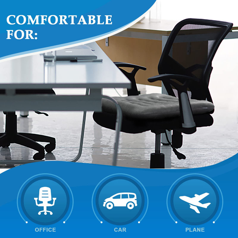 Excellent Support Effect Office Chair Cushion 1 Pack, Luxury Air Mesh Breathable Non-Slip Desk Computer Seat Cushion, Kitchen Dining Room Square Chair Pad , Black
