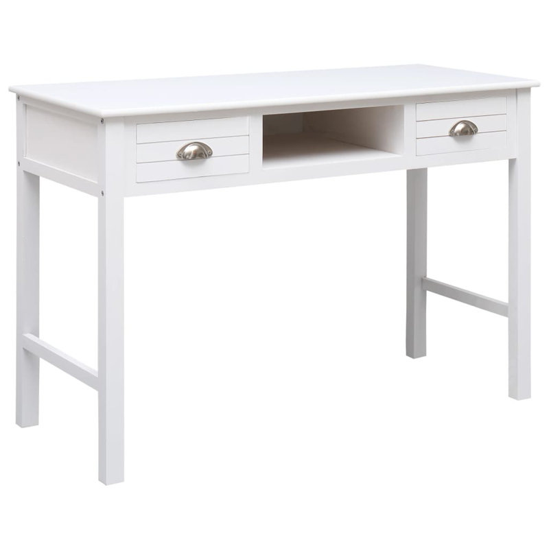 Amher Solid Wood Base Writing Desk, White