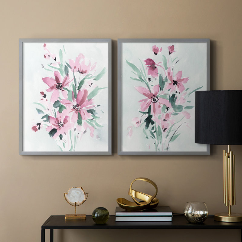 Reproduction encadrée Posy Blooms I-Premium - prête à être accrochée - aucun clou requis - aucun clou requis, Vert