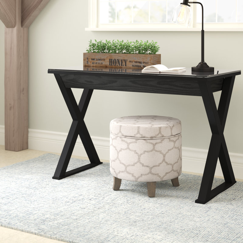 Plateau de bureau supérieur en verre avec tiroir de rangement Montclair, Noir