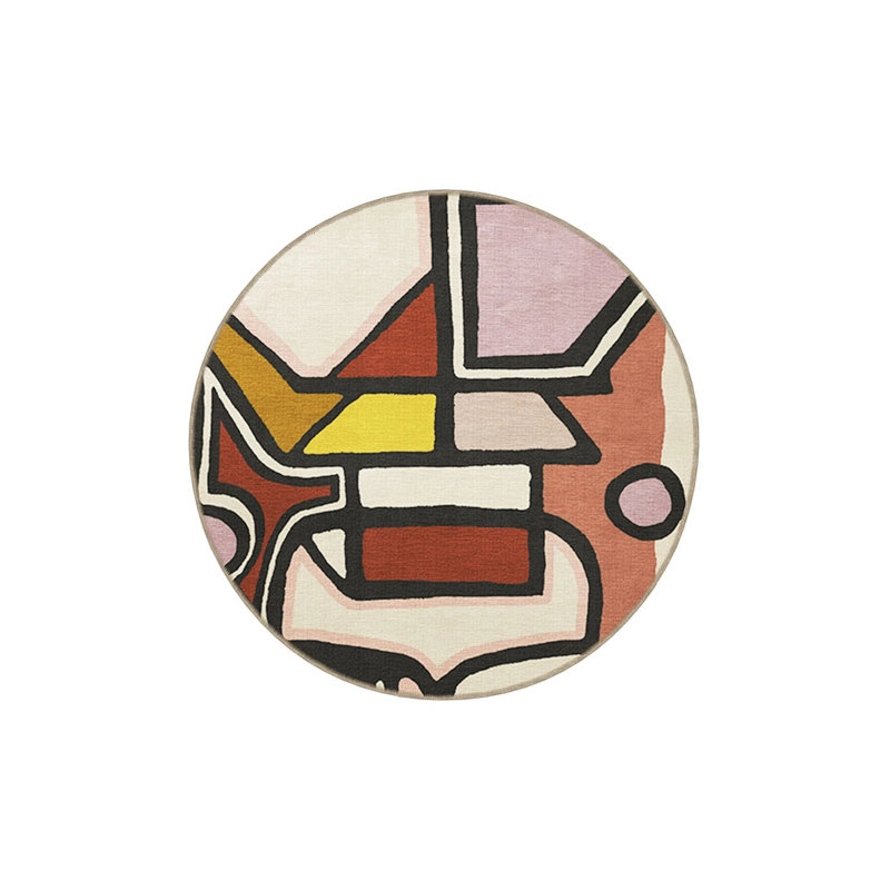 Multicolored Surrealist Design Figure Patterned Creative Modern Decorative Carpet, Round 3'4"