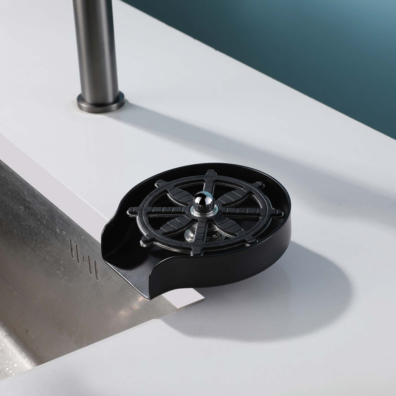 4.76" Stainless Steel Glass Rinser for Kitchen Sinks, 360 Degree Cup Washer For Sink and Cafes Bar, Matte Black