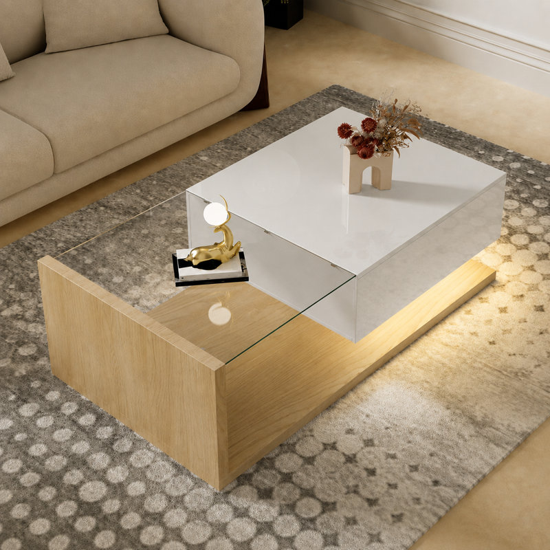 Table basse, tables d'appoint, meubles de salon modernes : tables basses en verre avec effet DEL pour une utilisation quotidienne à la maison