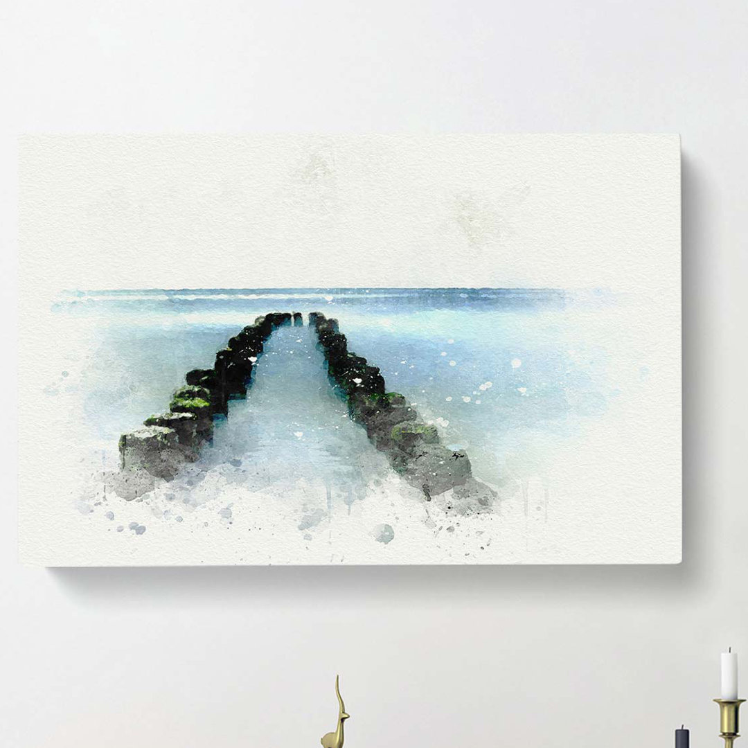 Breakwater in the Baltic Sea in Abstract - Wrapped Canvas