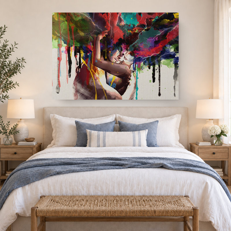 «Lover’S Kiss Couple», reproduction d'art sur toile, 30" H x 45" W
