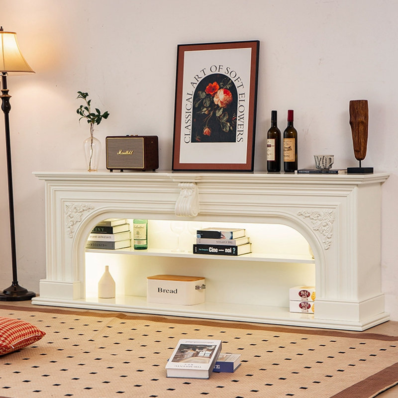Foyer en bois massif Milk, H 29,53 po x l 86,61 po x P 13,78 po