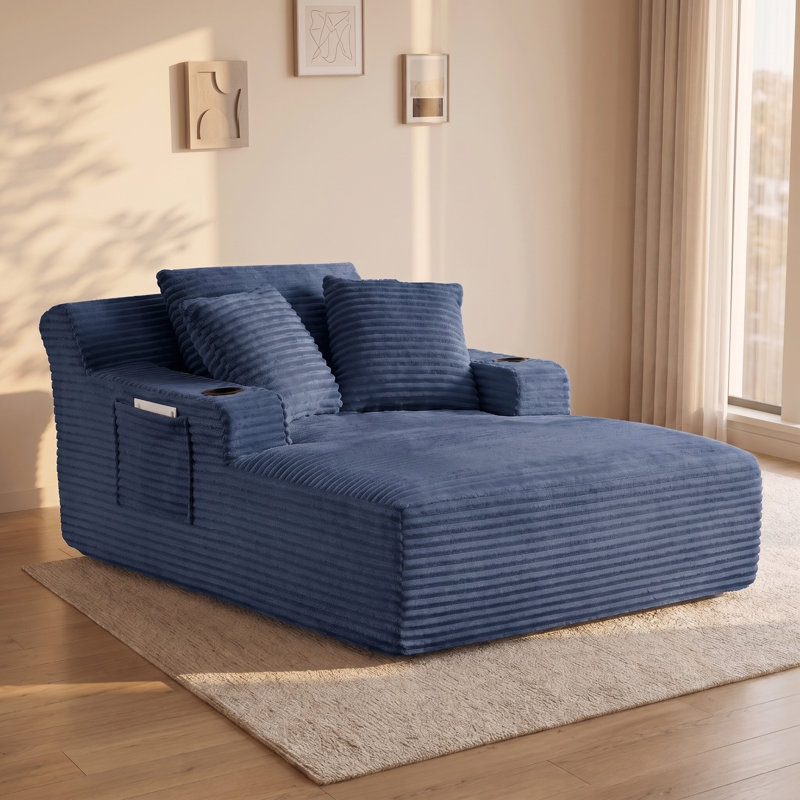 Très grande méridienne intérieure, aucun assemblage requis, canapé-lit moderne pour le bureau du salon, Bleu
