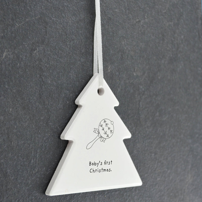 Babys First Christmas Tree Shaped Ceramic Ornament