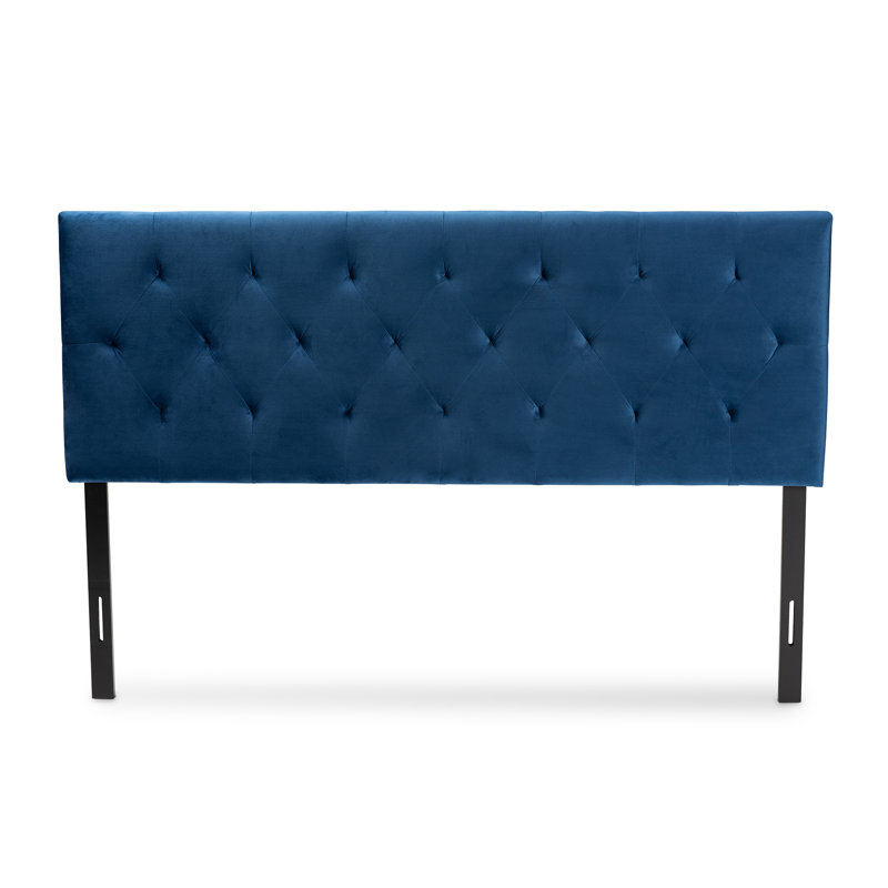 Tête de lit tapissier Mekaila, Bleu marine, Double