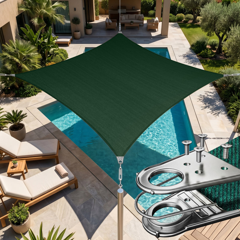 Pare-soleil rectangulaire à anneaux superposés Amgo sur mesure 260 GSM, 36 pi x 37 pi, Vert
