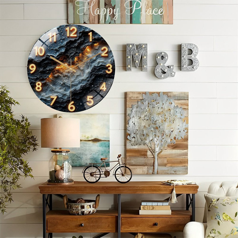 Horloge murale en verre 12 po
