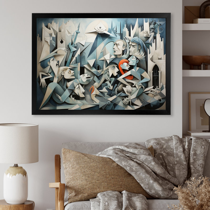 Chef-d'œuvre Guernica par Pablo IV sur toile, H 34 po x l 44 po x P 1,5 po, Cadre photo noir