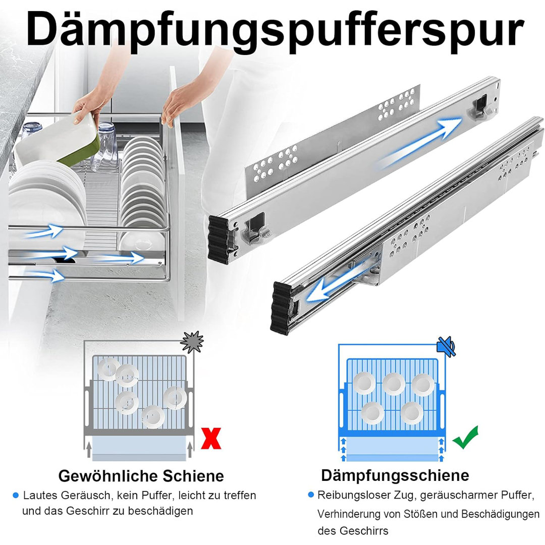 Küchenschublade 40cm Teleskopschublade Schlafzimmerschublade 4 Stück