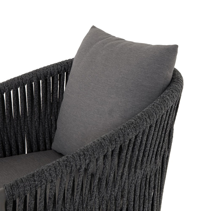 Porto Patio Bar Stool, Charcoal, Black, 26.5"