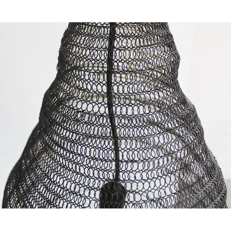 Luminaire suspendu panier transitionnel 1 lumière noir, Noir satiné, H 92 po x l 16 po x P 16 po