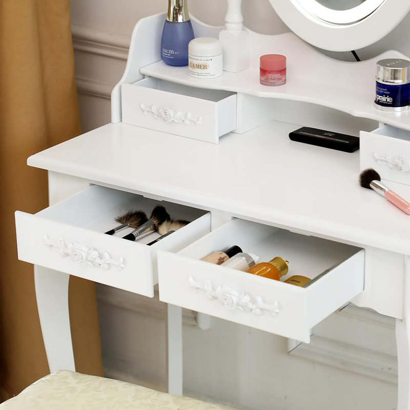 Ensemble de coiffeuse avec tabouret et miroir