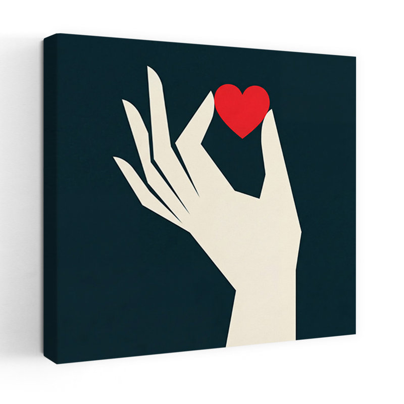 «Tenir mon cœur», art mural contemporain abstrait, H 36 po x l 36 po, Noir