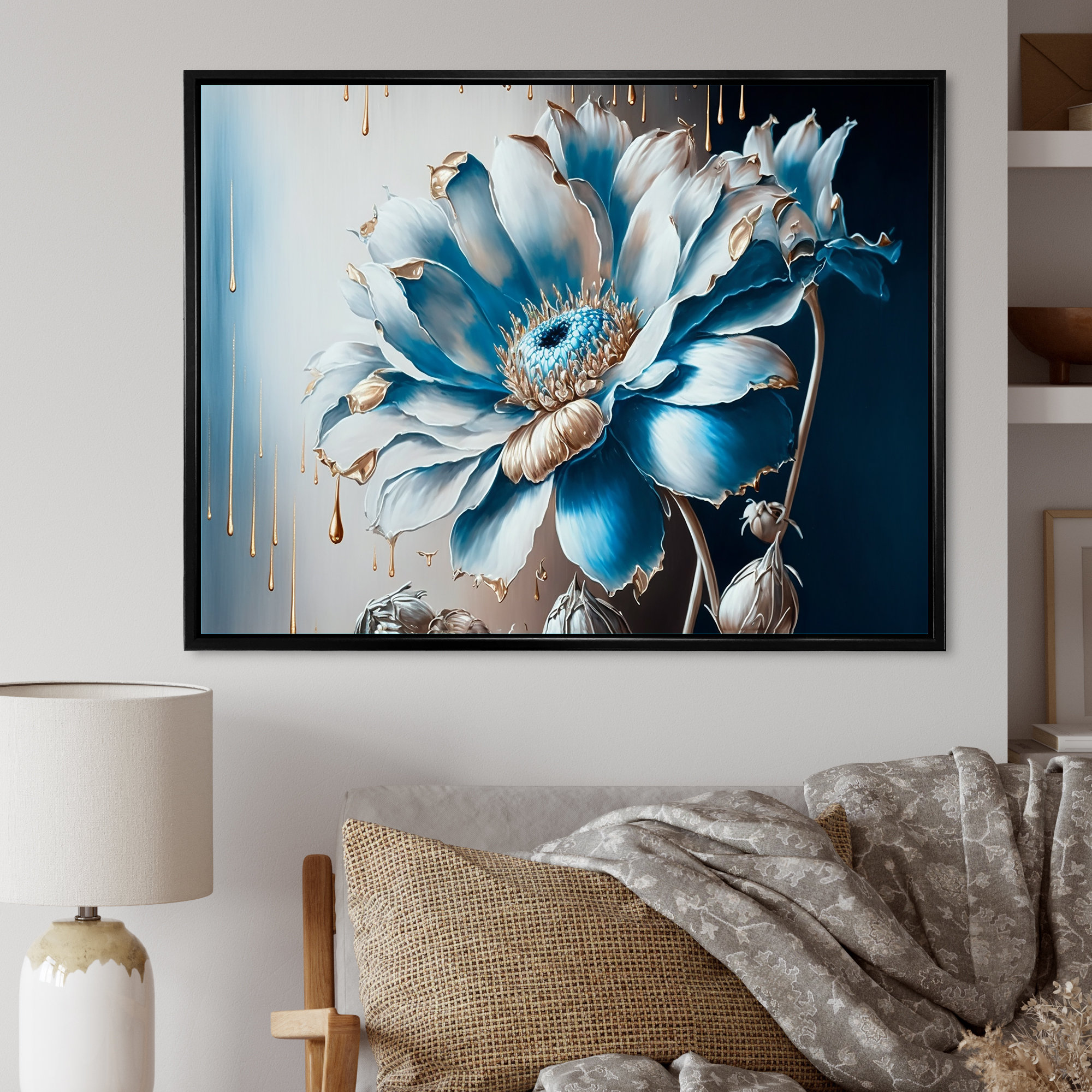 Red Barrel Studio® Ice Blue Daisy I Framed On Canvas Painting