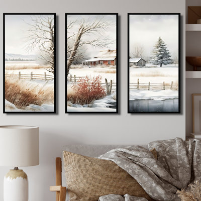 «Iowa Farm In Winter», reproduction sur toile 3 pièces