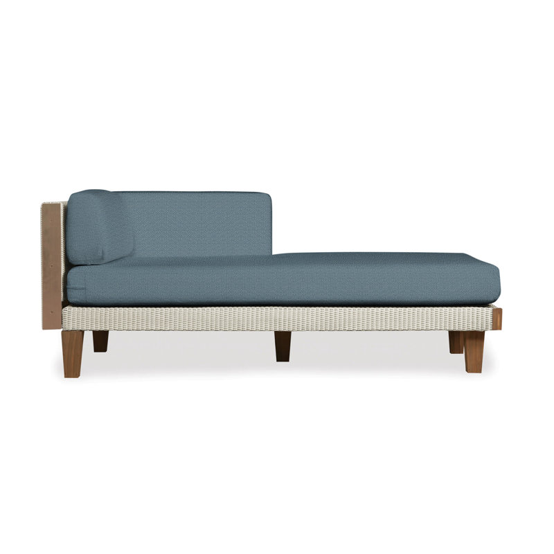 Catalina Outdoor Teak Chaise Lounge, Loveboat Saffron, Linen