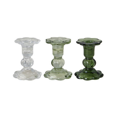 Glass Scalloped Candlesticks