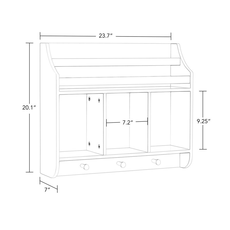 Playtime White Wall-Mounted Shelf with Bookrack and Cubbies for Kids