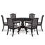 Ensemble de table de cuisine 5 pièces avec 4 chaises de cuisine en polyester gris foncé, un dossier capitonné et une table de cuisine au fini noir sablé.-2023048916