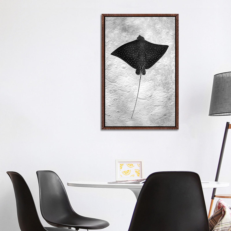 Spotted Eagle Ray Vertical by Jordan Robins - Print on Canvas, Classic Brown Wood Framed, 101.6cm H x 66.04cm W x 3.81cm D