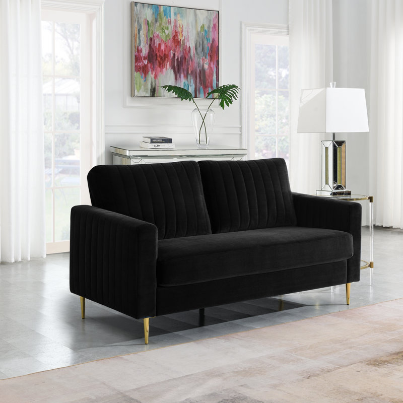 Manistee 2 Seater Velvet Sofa, Black