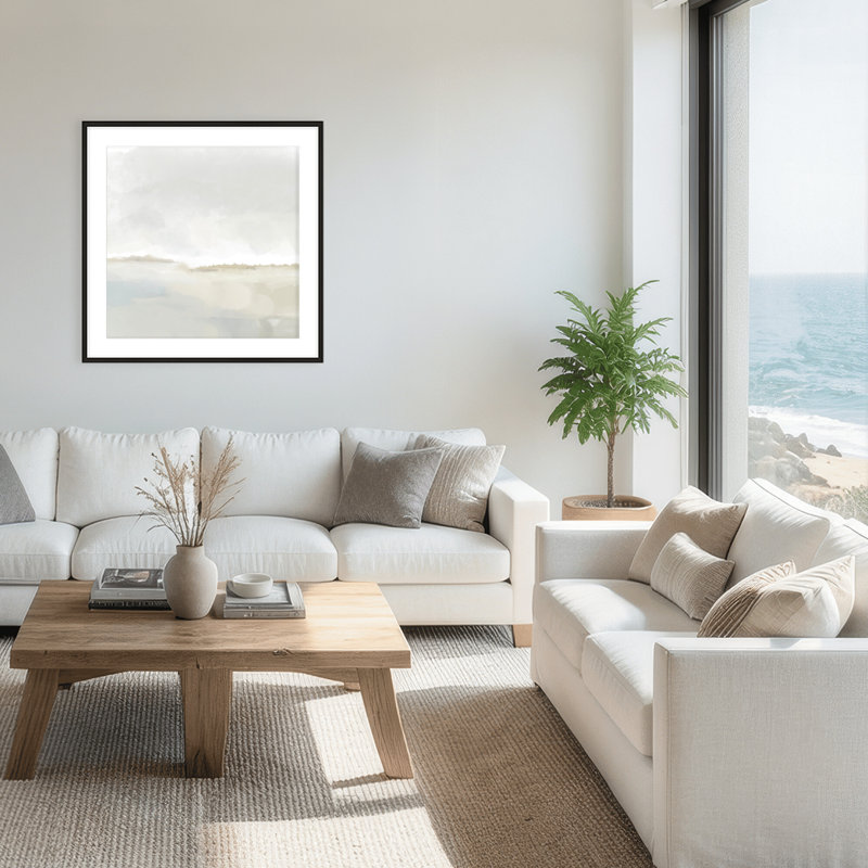 Coastal Retreat Shifting Sands, 16" H x 16" W x 1.125" D, Framed Matted Print, Black
