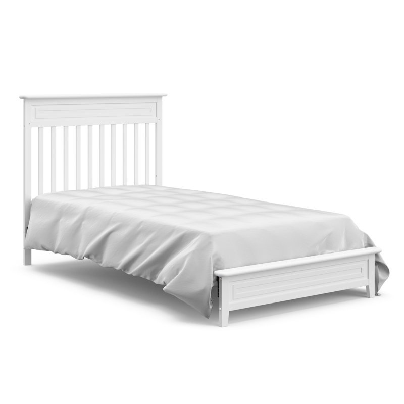 White 4-in-1 Convertible Mini Crib with Mattress