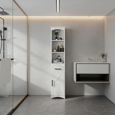 Narrow Cabinet With Drawer,Tall Slim Bathroom Storage Cabinet