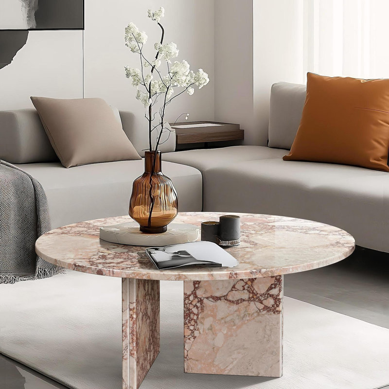 Table basse en marbre naturel rose, petite table, table de salon, pierre naturelle, marbre véritable, véritable marbre