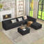 Canapé-lit modulaire avec repose-pieds, canapé-lit en éponge moderne minimaliste - noir | Rembourré de mousse, sans assemblage-1568772972