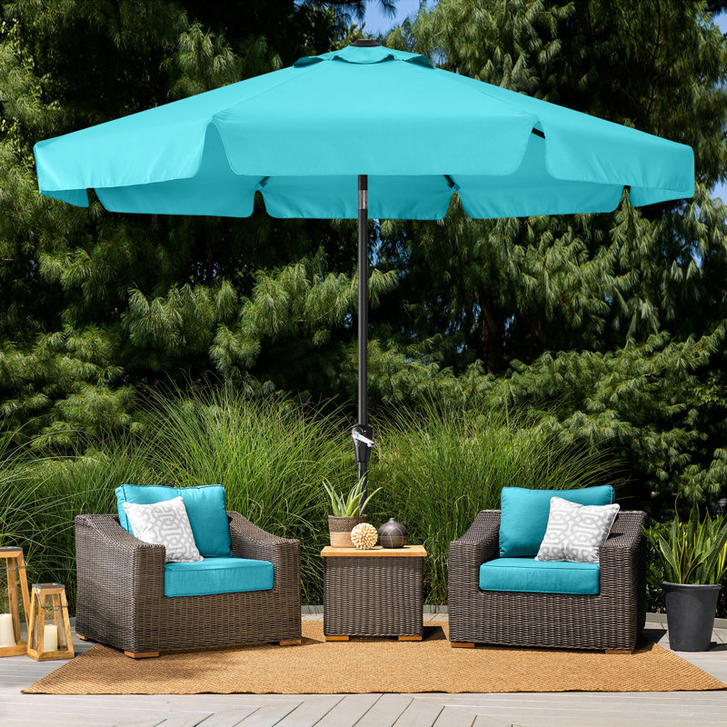 Parasol de marché 9 pi Hobert, Turquoise, H 79,9 po x l 90,5 po x P 90,5 po