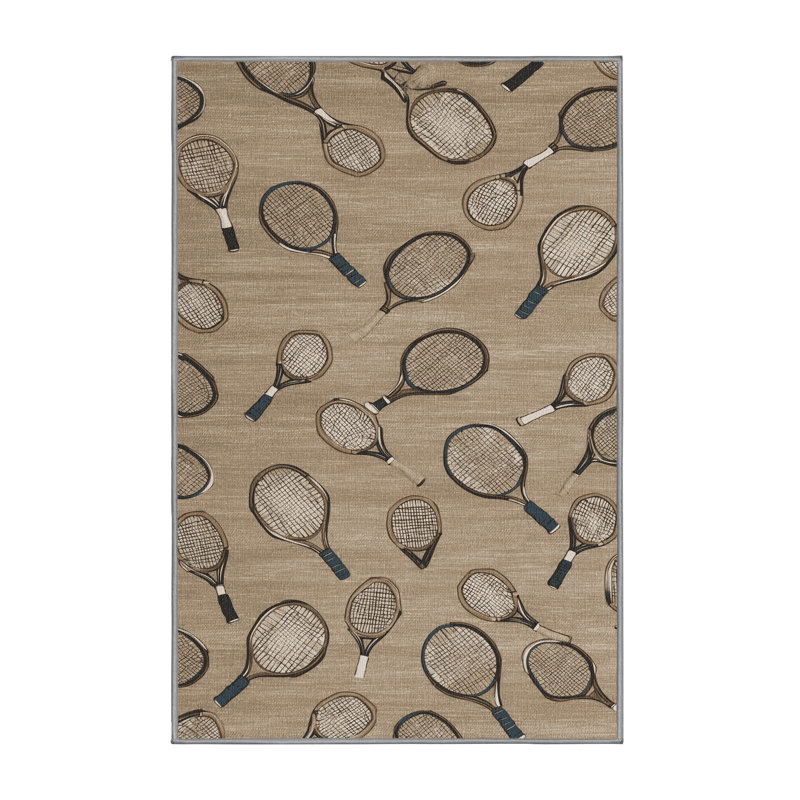  Washable Tennis rackets Sports Area Rug, Rectangle 2' x 3'