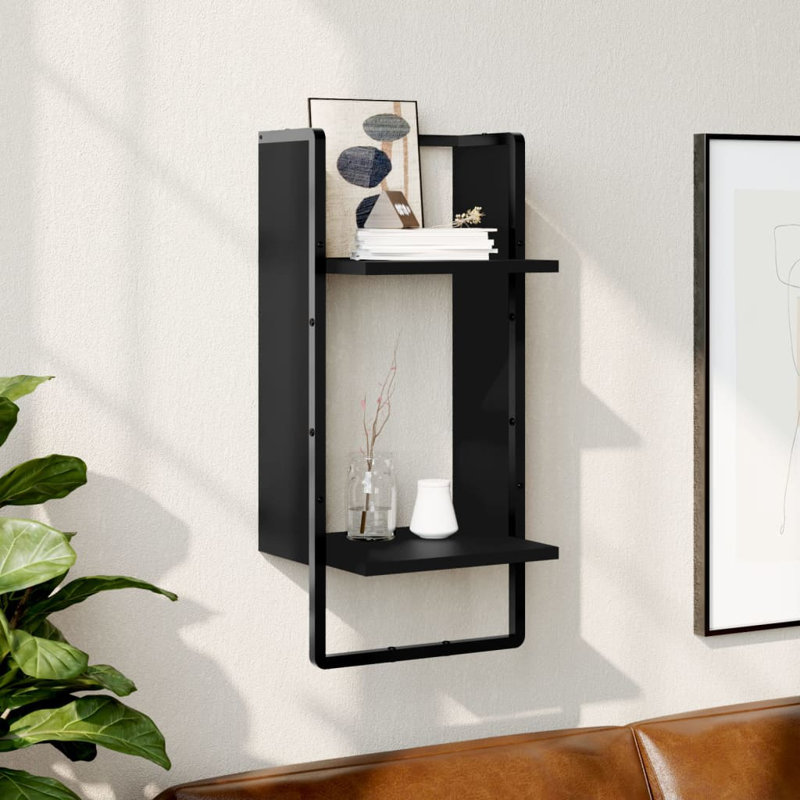 Wall Shelf With Bar - 30X25x65 Cm - Stylish And Functional Storage Solution, Black