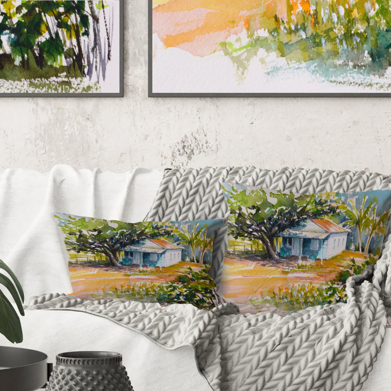 Coussin Blue Bungalow In Tropical Garden