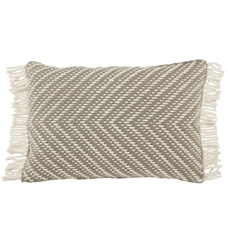 Housse de coussin rectangulaire pour l'extérieur Settia, Gris/Ivoire