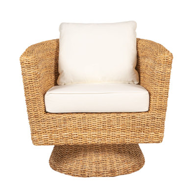Miramar Acacia Wood and Water Hyacinth Swivel Chair