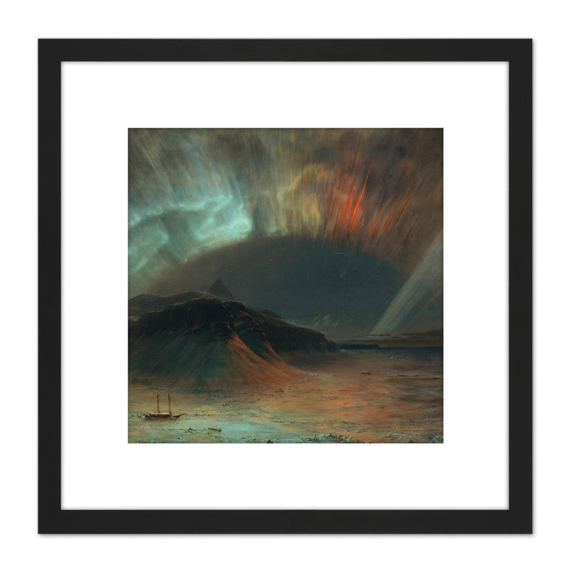Church Aurora Borealis Northern Lights Landscape - Single Picture Frame Painting