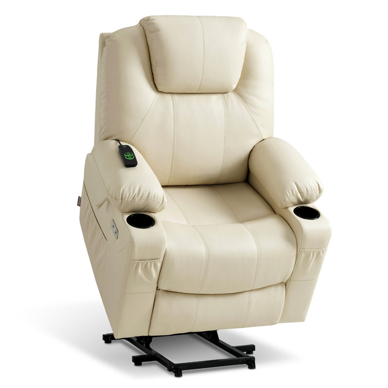 87.9cm Wide Lift Assist Standard Recliner with Massager, Beige