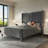 Velvet Upholstered Sleigh Queen Bed Frame With Headboard, Gray-1017211134-1017211133